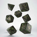 Q-Workshop Runic Bottle-green & gold Dice Set 1