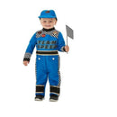 Racing Car Driver Costume Toddler Blue Jumpsuit Cap Flag 1