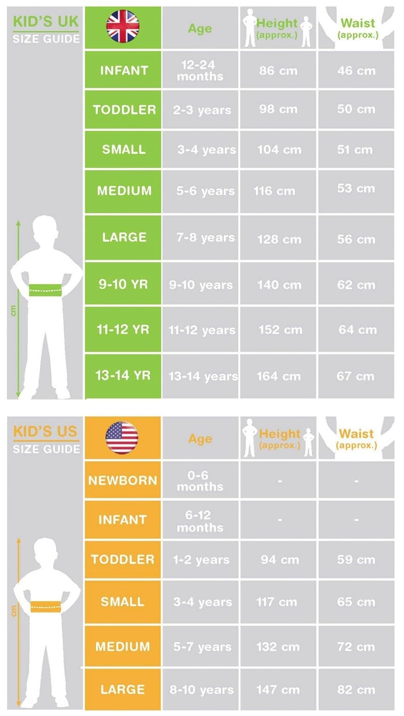 Size Chart Rags & Roses Costume Girls