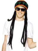 Rasta Beret Adult Black Yellow with Dreadlocks Costume Hat 1