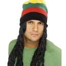 Rasta Hat with Long Black Dreadlocks Caribbean Costume Accessory 2