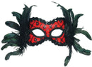 Red Black Mask + Feathers On Hband Eye Masks Unisex 1