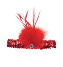 Red Flapper Headband Sequin With Feather 1
