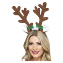 Reindeer Antlers Brown Headband Adult Costume Accessory 1