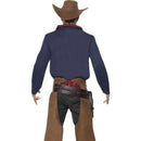 Rodeo Cowboy Costume Adult Blue Shirt Brown Chaps 3