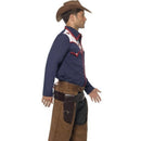 Rodeo Cowboy Costume Adult Blue Shirt Brown Chaps 4