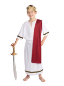 Roman Emperor Childrens Costume White Toga Red Shawl 1