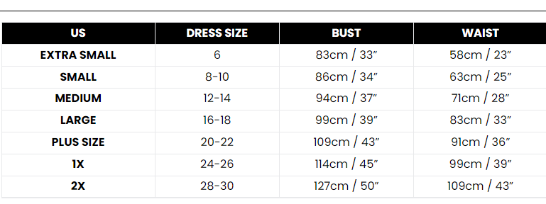 Size Chart Ladies Genie Costume Blue Dress