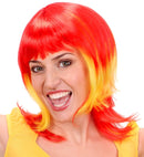 Red - Yellow - Red Supporter Woman Wig In Box