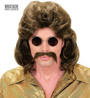 The 70S Man Wig & Moustache Brown - In Box