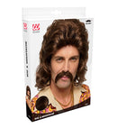 The 70S Man Wig & Moustache Brown - In Box