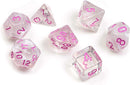 Polyhedral Dice White Cloud and Pink Ink Dice Set by Sirius Dice 1