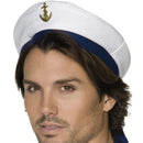 Sailor Hat White with Blue Band and Gold Anchor Costume Accessory 1