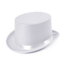 Satin Look White Top Hat with Ribbon Band 1