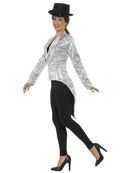 Sequin Tailcoat Jacket Ladies Adult Silver 3