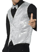 Sequin Waistcoat Adult Silver 3