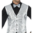 Sequin Waistcoat Adult Silver 1