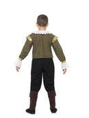 Shakespeare Costume Kids Green Jacket Trousers Bootcovers Tash Goatee 3