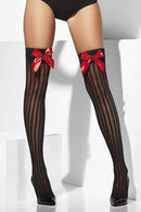Sheer Hold Ups Adult Black Red Bows Sequin Hearts 2