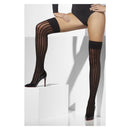Sheer Hold Ups Adult Black with Vertical Stripes 1