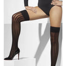 Sheer Hold Ups Adult Black with Vertical Stripes 2