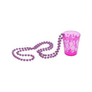 Shot Glass On Beads Pink Floral Print Purple Beaded Necklace 2
