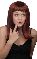 Shoulder Length Wig Red / Black Costume 1