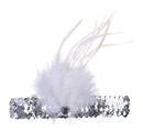 Silver Flapper Headband Sequin With Feather 1