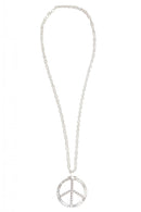 Silver Metal Peace Sign Necklace Hippy Jewellery 1