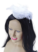 Silver Sequin Hat with Feather Gangster Moll Costume Accessory 1