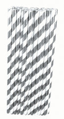 Silver White Paper Straws 24 Pack 1