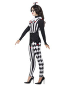 Sinister Female Jester Costume Adult Harlequin Top Leggings Headband 2