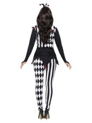 Sinister Female Jester Costume Adult Harlequin Top Leggings Headband 3