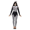 Sinister Female Jester Costume Adult Harlequin Top Leggings Headband 5