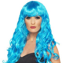 Siren Wig Adult Curly Long Blue Fringed Costume Hair 1