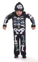 Skeleton Boy Hooded with Colour Bones Childrens Costume 1