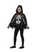 Skeleton Kit Child Black and White Poncho with Attached Hood and Skeleton Gloves 1