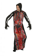 Skeleton On Fire Hooded Robe Costume 1