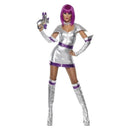 Space Cadet Costume Fever Adult Silver Purple Dress Belt Arm Boot Cuffs 3