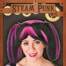 Steampunk Wig Black Pink Streaks Ponytails 2