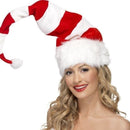 Striped Santa Hat Adult Red White Wired 1