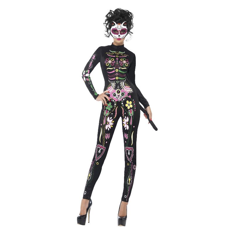 Sugar Skull Cat Costume Black Adult_1