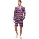 Sunset Flamingo Suit Adult Blue and Orange Jacket Shorts and Tie 1