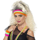 Sweatbands Neon 3 Colours Striped Headband and 2 Wristbands Adult Costume Accessory 1