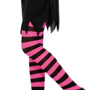 Striped Tights Black and Fuchsia Kids Age 6 to 12 2