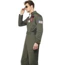 Top Gun Deluxe Male Costume Adult Green Jumpsuit Sunglasses Dog Tags 3