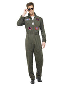 Top Gun Deluxe Male Costume Adult Green Jumpsuit Sunglasses Dog Tags 4