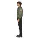 Top Gun Maverick Bomber Jacket Costume Green with Applique Badges 3