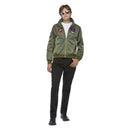 Top Gun Maverick Bomber Jacket Costume Green with Applique Badges 1