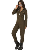 Top Gun Maverick Ladies Aviator Jumpsuit Costume Green 2